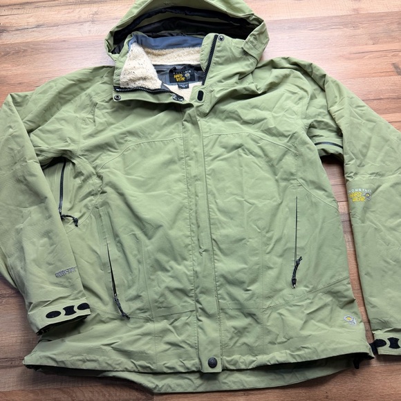 Mountain Hardwear Goretex Jacket Womens Size L/G Green Parka Hood - Picture 2 of 10